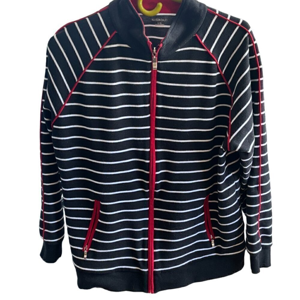 Allison Daley Full Zip Up Jersey Sweater Size Large